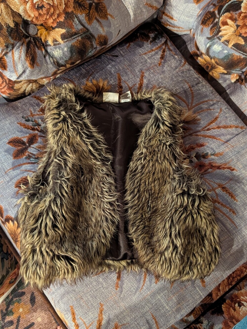 Vintage Mudd Girls Faux Fur Vest in Brown Small
